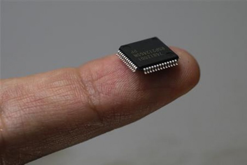 Microcontroller chip.