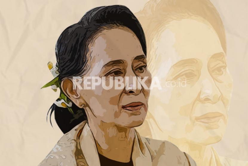 Militer Myanmar menjerat Suu Kyi.