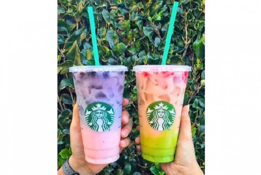 Minuman pelangi buatan Starbucks.