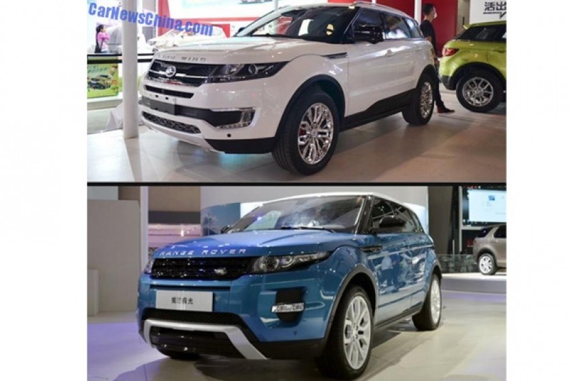 Mobil Land Wind X7 (atas) dianggap meniru desain Range Rover Evoque