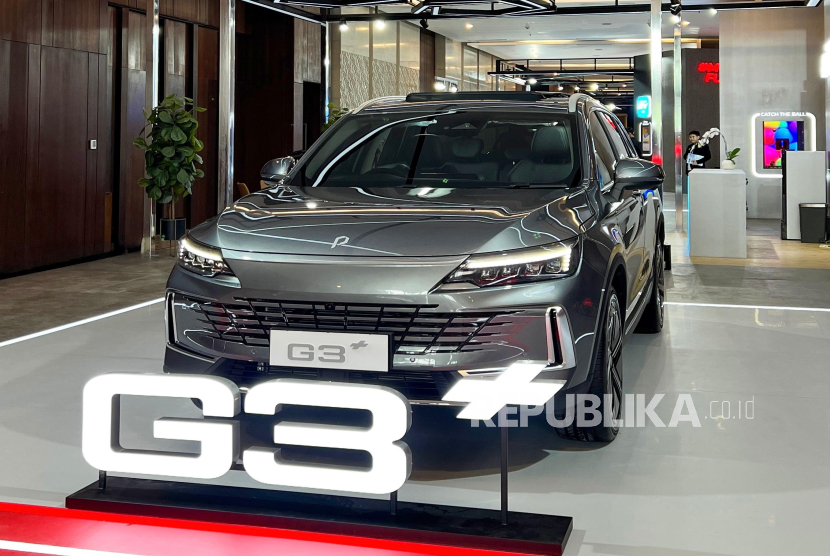 Mobil Polytron G3+ yang dipajang di Selasar Convention Hall (SCH) ICE, BSD City, untuk acara GIIAS 2025 yang berlangsung pada 24 Juli sampai 3 Agustus.
