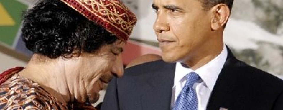 Muammar Qaddaf dan Barack Obama