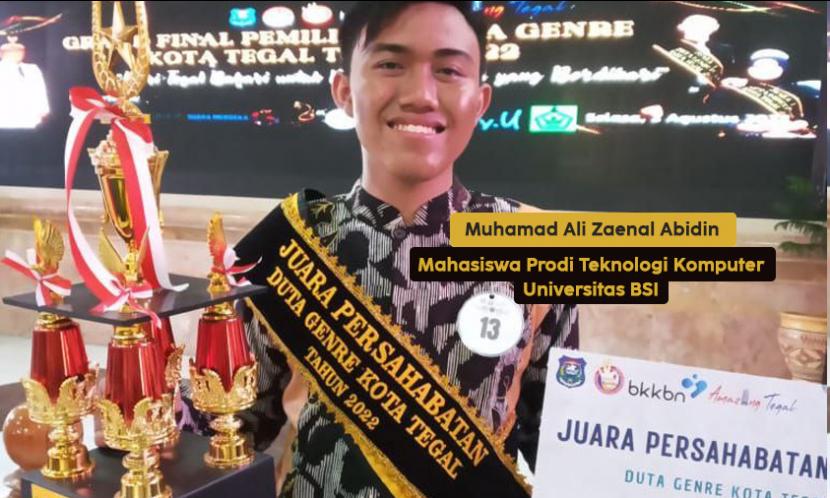 Muhamad Ali Zaenal Abidin terpilih menjadi Juara Persahabatan Duta GenRe Kota Tegal 2022, saat malam penganugerahan di Gedung Adipura Kota Tegal, pada Selasa (2/8).