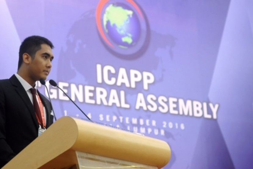 Muhammad Pradana Indraputra saat berpidato di ICAPP 9th General Assambly.