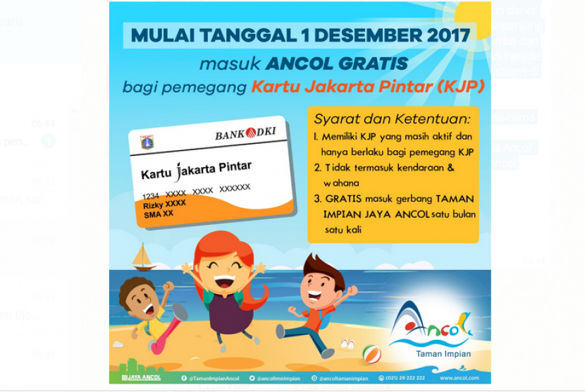 Mulai 1 Desember penerima KJP dapat masuk Ancol secara gratis.