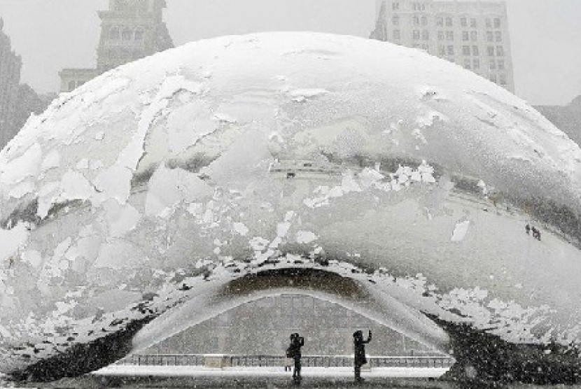 Musim dingin di Chicago. Ilustrasi