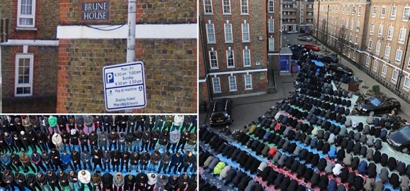 Muslim London menunaikan shalat Jumat di Masjid Brune Street di Spitalfields, London, Inggris.