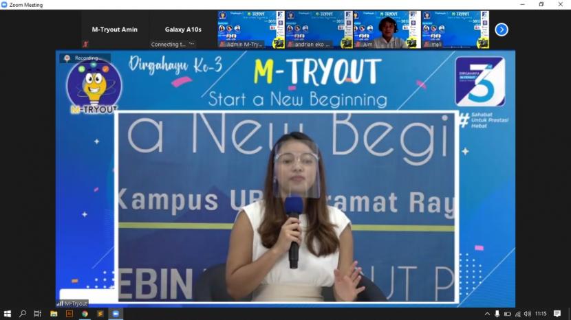 Nadia Soekarno memberi inspirasi bagi generasi milenial yang mengikuti acara HUT ke-3 M-Tryout, baik secara offline maupun online.
