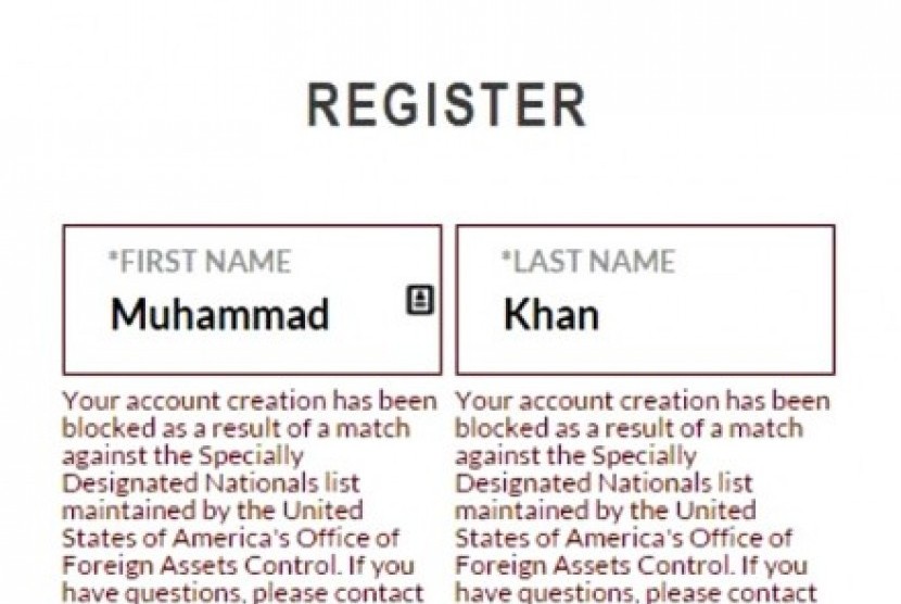 Nama Muhammad Khan yang diblok saat register