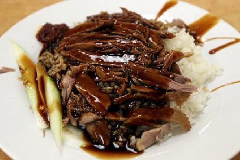 Nasi daging dada bebek tanpa tulang, menu andalan Lim Seng Lee Duck Rice Eating House. Rumah makan itu memutuskan tutup setelah 45 tahun berbisnis.