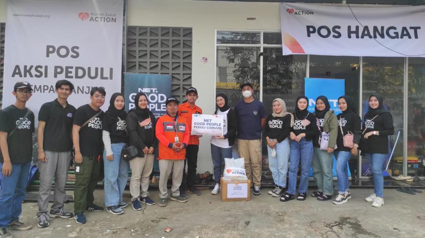 NET Good People berkolaborasi dengan Rumah Zakat menyalurkan bantuan untuk korban Gempa Cianjur, Senin (28/11/2022).