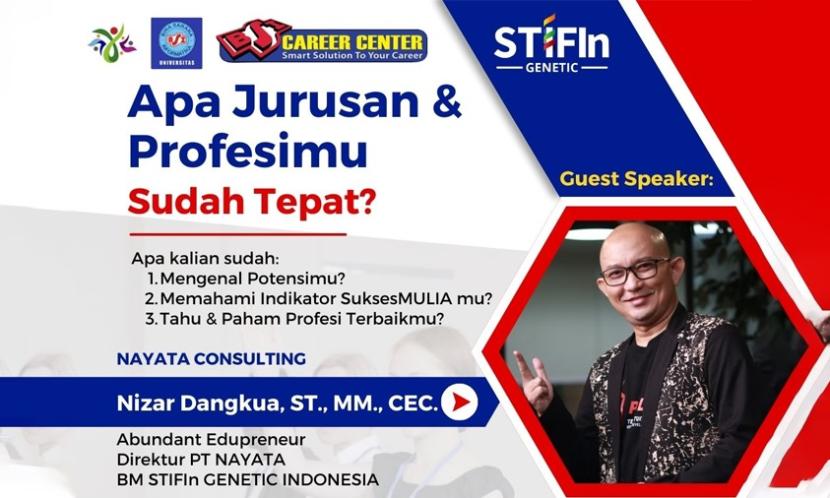 Nizar Dangkua, Direktur PT Nayata BM STIFIn Genetic Indonesia, akan hadir sebagai narasumber dalam seminar di Universitas BSI