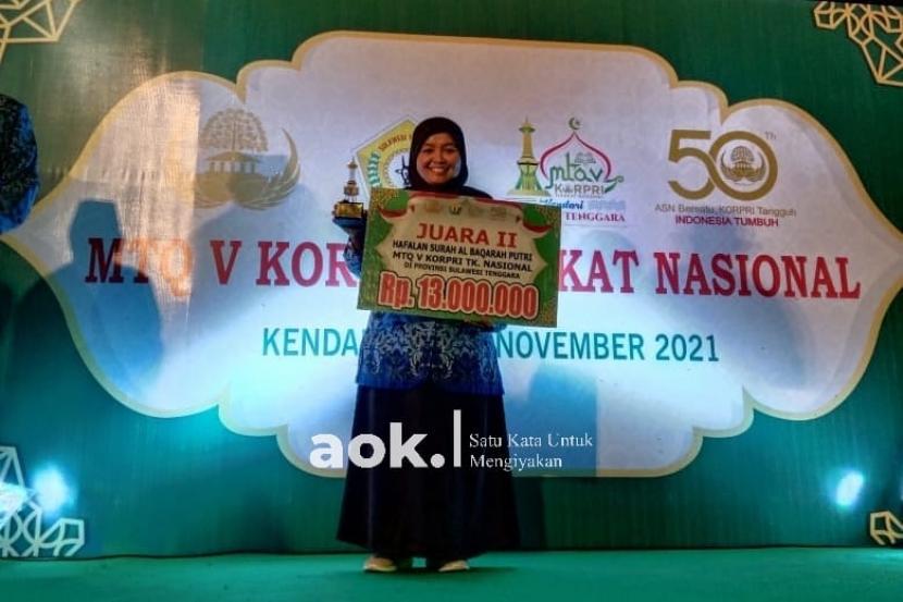 Nurlaila, keluar sebagai juara II pada perhelatan MTQ KORPRI Tingkat Nasional V Tahun 2021 yang di selenggarakan di Kota Kendari, Sulawesi Tenggara pada 14 - 20 November 2021. 
