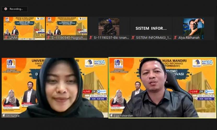 Nusa Mandiri Startup Center (NSC) berkolaborasi dengan Program Studi (prodi) Sistem Informasi (SI) Universitas Nusa Mandiri (UNM) sukses menyelenggarakan kegiatan wajib bertajuk Workshop Online BMC dan Proposal Inovasi (Pitchdeck) secara virtual melalui zoom, Selasa (23/11) kemarin.