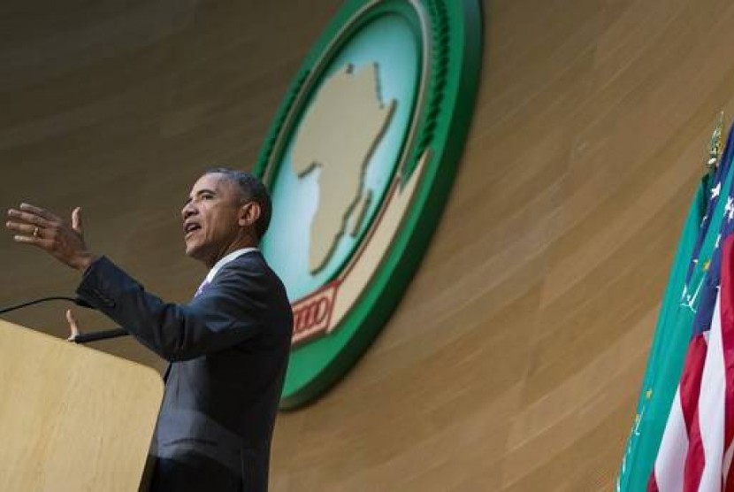 Obama saat berbicara di markas Uni Afrika, Selasa (28/7).