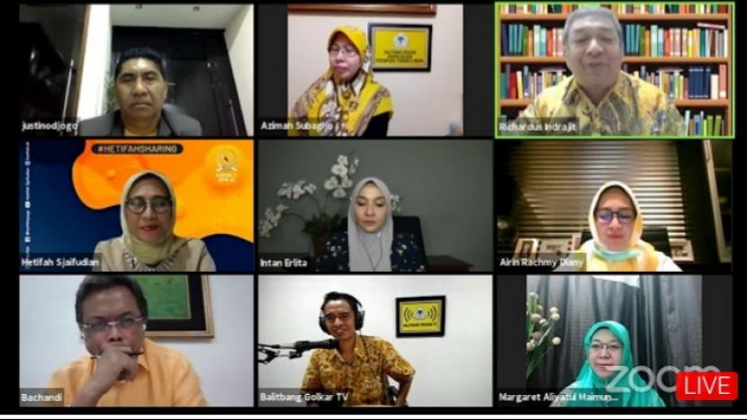Balitbang Golkar menggelar dialog publik yang mengangkat tema “Anak Indonesia: Tantangan dan Peluang Pembangunan SDM Unggul Paska Pandemik”, Senin (27/7)