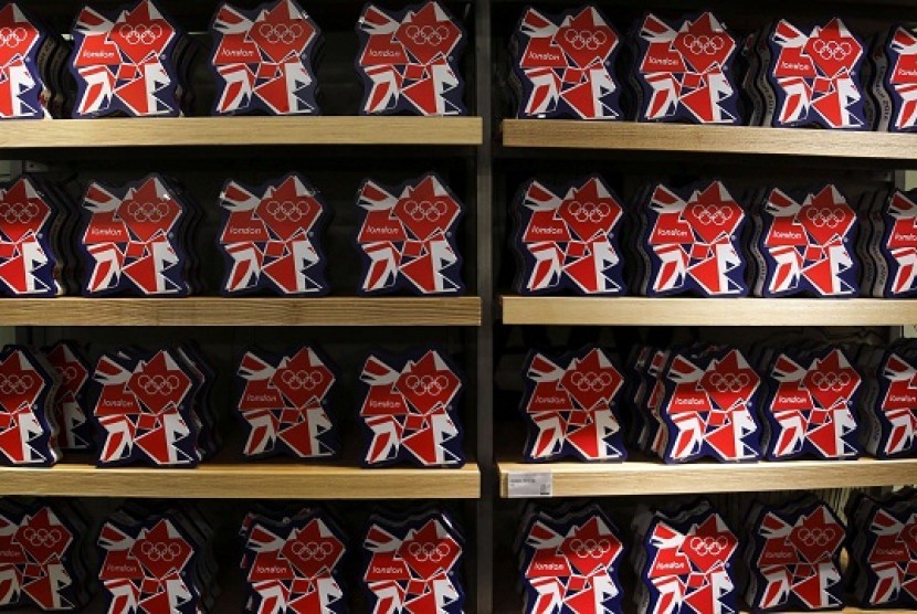 Olympic souvenirs are pictured at a department store outside the London 2012 Olympic Park at Stratford in London July 13, 2012. The London 2012 Olympics run from July 27 to August 12.  