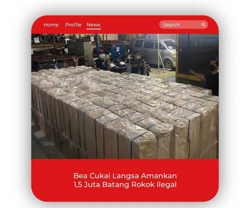 Pada momen Hari Kemerdekaan Indonesia ke-76, Tim Penindakan dan Penyidikan Bea Cukai Langsa berhasil melakukan penindakan terhadap truk bermuatan 1,5 juta batang rokok ilegal.