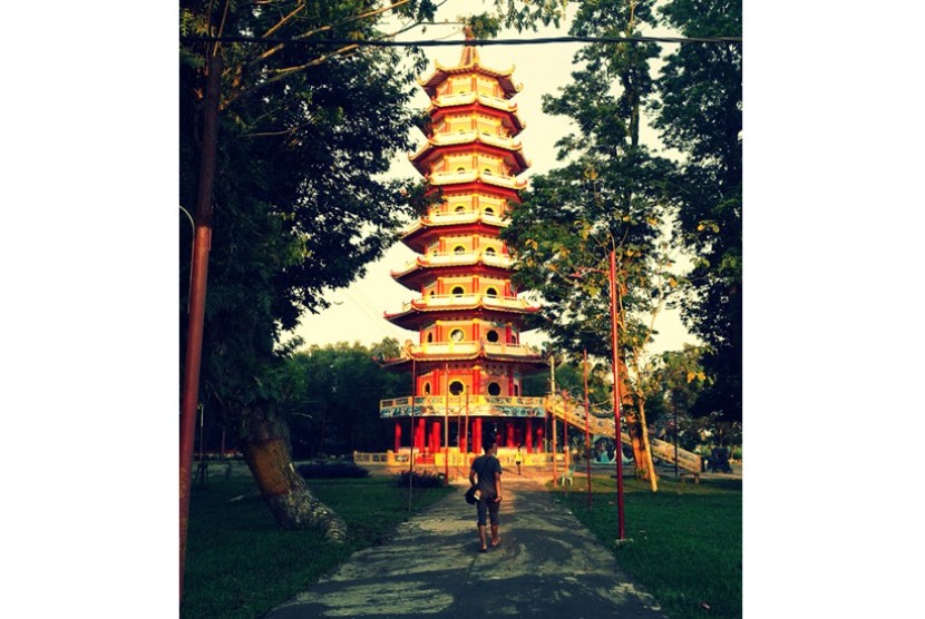 Pagoda yang ada di Pulau Kemaro, Sumsel