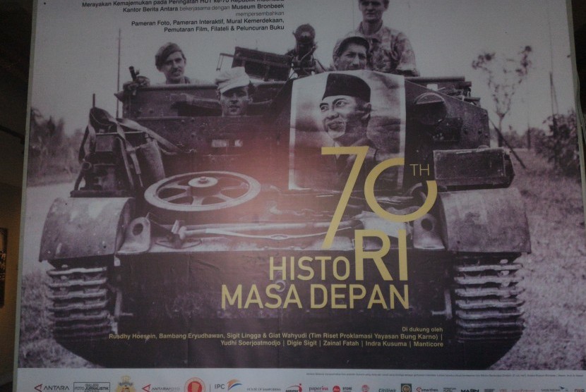 Pameran 70 tahun HistoRI Masa Depan di gedung Galeri Foto Jurnalistik Antara (GFJA), Pasar Baroe, Jakarta Pusat.