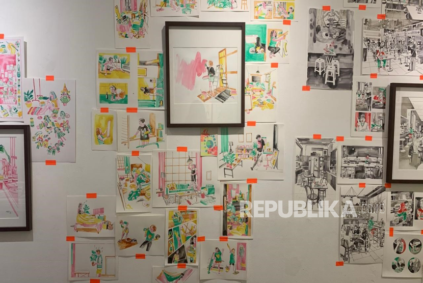 Pameran Life As I Know It karya ilustrator Emete berjalan hingga 17 Agustus 2025 secara gratis di dia.lo.gue, Jakarta.