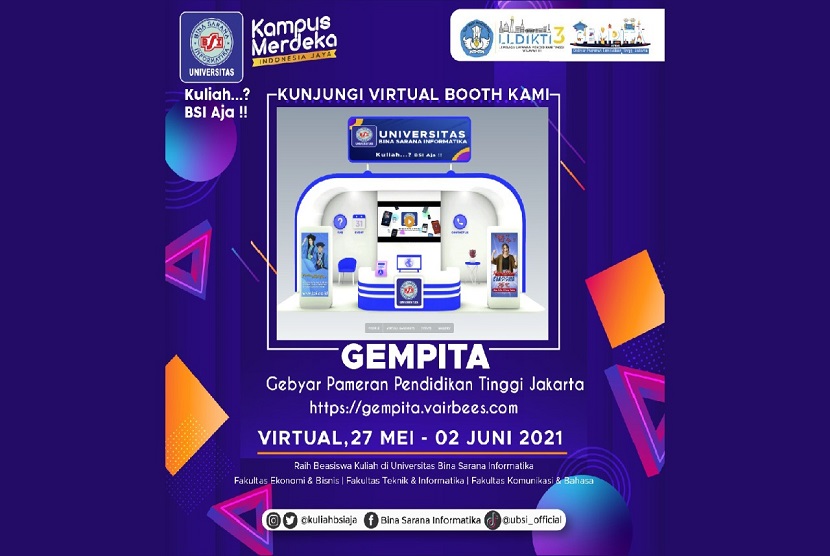 Pameran pendidikan virtual Gempita (Gebyar Pameran Pendidikan Tinggi Jakarta), menjadi salah satu pameran pendidikan yang digelar secara daring mulai dari tanggal 27 Mei hingga 2 Juni 2021. Gelaran pameran ini bertujuan untuk mengenalkan kampus dengan para calon mahasiswanya.