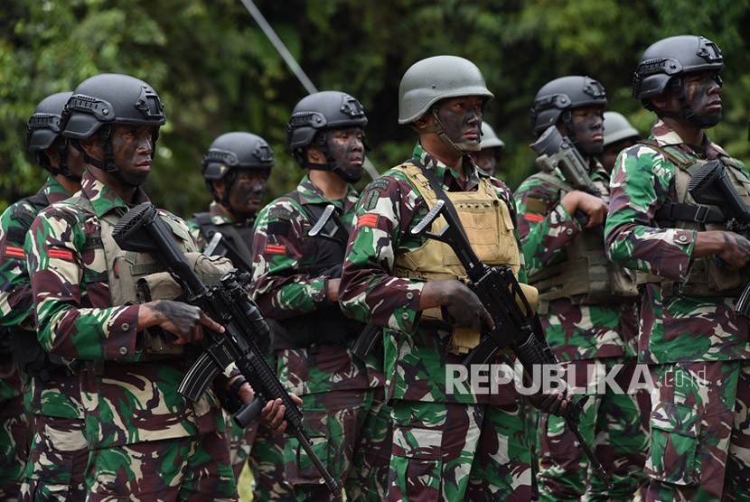 Prajurit TNI yang tergabung dalam Satgas Pembebasan Sandera Kelompok Kriminal Bersenjata (KKB) di Papua.
