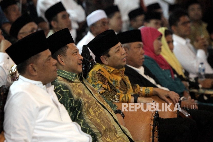 Panglima TNI, Kapolri dan Ketua DPR RI hadir pada peringatan Hari Kelahiran ke-91 Nahdlatul Ulama (Harlah NU) di Gedung Pengurus Besar Nahdlatul Ulama (PBNU), Jakarta, Selasa(31/1). 