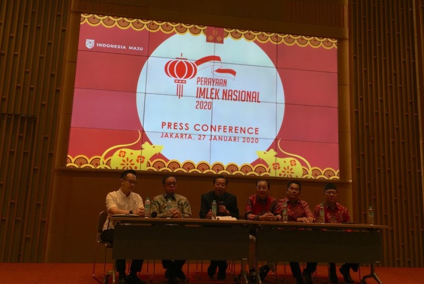 Panitia Perayaan Imlek Nasional 2020 menggelar konferensi pers di Jakarta pada Senin (27/1).