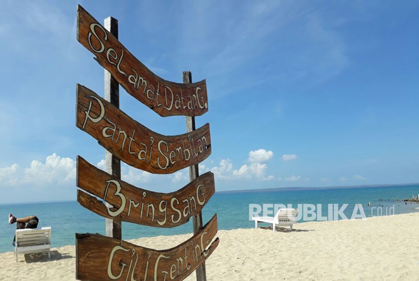 Objek wisata Pantai Sembilan dan Pantai Kahuripan, Gili Genting, Sumenep, Madura, Jawa Timur. 