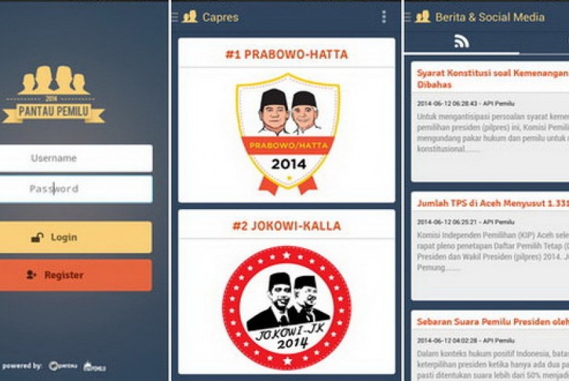 Pantau Pemilu, aplikasi mobile berbasis Android untuk memantau pelaksanaan Pilpres 2014 yang bisa diunduh dari Google Play Store.