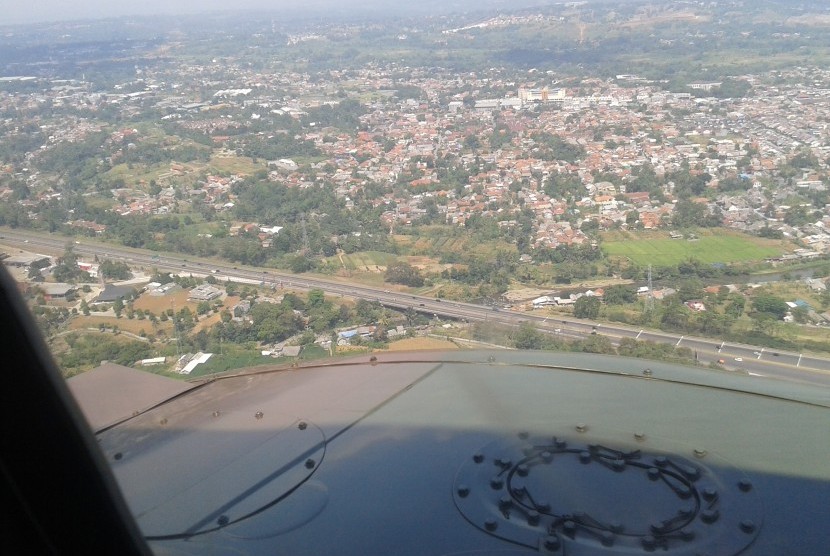 Pantauan udara arus mudik jalur Cileungsi-Puncak, Bogor.