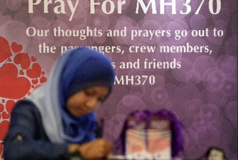 Papan duka hilangnya Malaysia Airlines MH370.