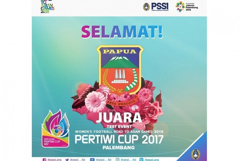 Papua mengalahkan Kalimantan Barat 2-1 pada final Piala Pertiwi 2017 di Stadion Gelora Bumi Sriwijaya, Rabu (13/12).