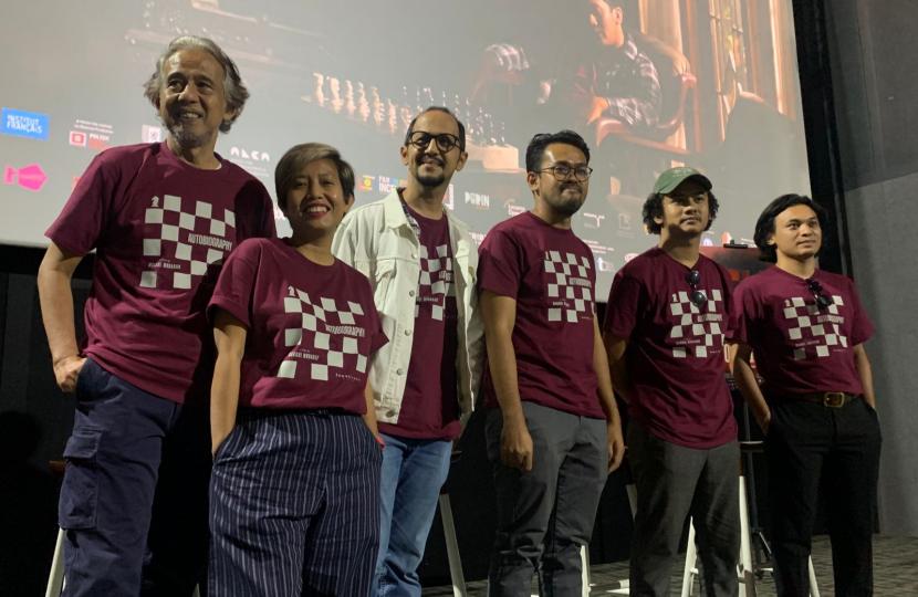 Para cast dan kru film Autobiography menggelar peluncuran trailer di Flix Cinema Jakarta, Selasa (30/8/2022). 