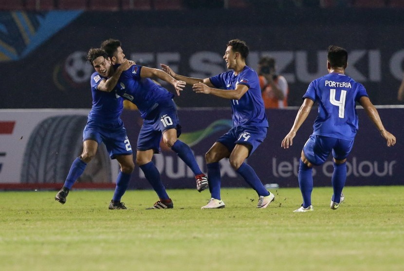 Para pemain Filipina saat melawan Indonesia pada babak penyisihan Grup A Piala AFF 2016, pekan lalu.