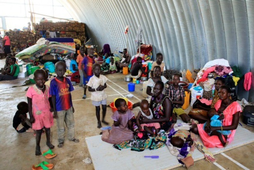 Para pengungsi yang menghindar dari perang saudara di Sudan Selatan