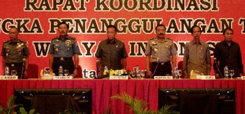 Para petinggi TNI, Polri dan BIN menggelar rapat koordinasi dalam rangka penanggulangan terorisme di Indonesia.