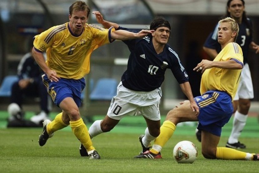 Partai Argentina melawan Swedia di Piala Dunia 2002 yang berakhir imbang 1-1.