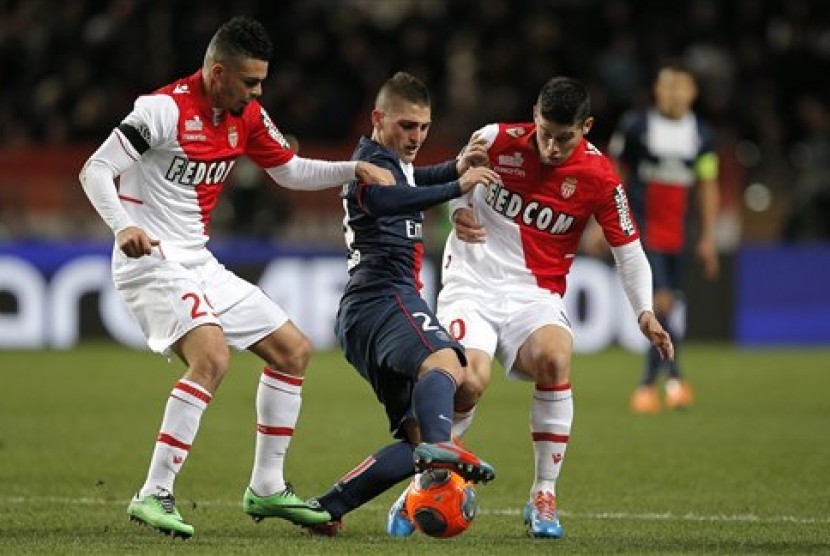Partai bigmatch antara AS Monaco versus Paris Saint-Germain (PSG).