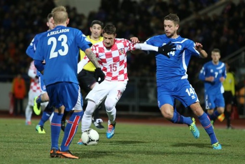 Partai Islandia melawan Krosia di playoff Piala Dunia 2014.