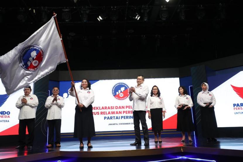 Partai Perindo resmi melantik sayap baru partai, Relawan Perempuan dan Anak (RPA), Sabtu (3/12/2022).