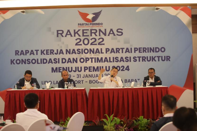 Partai Persatuan Indonesia (Perindo) guna memperkuat struktur dan mematangkan strategi menghadapi Pemilu 2024 mendatang tuntas dibahas dalam Rakernas Partai Persatuan Indonesia (Perindo) 2022. 