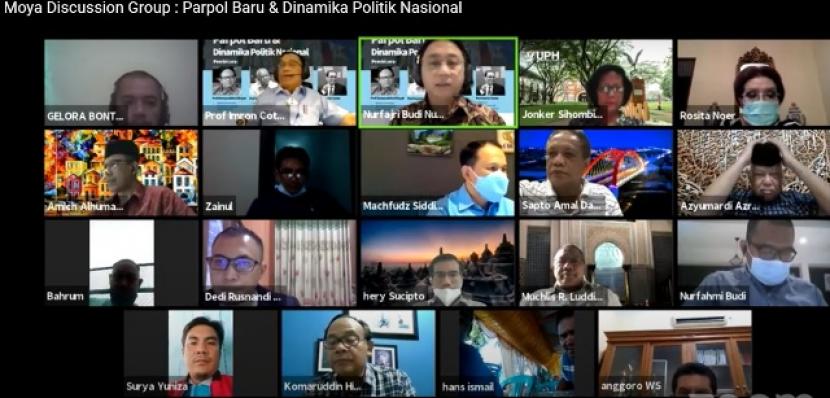 Moya Discussion Group bertajuk 'Parpol Baru dan Dinamika Politik Nasional' di Jakarta secara daring, Kamis (4/2).
