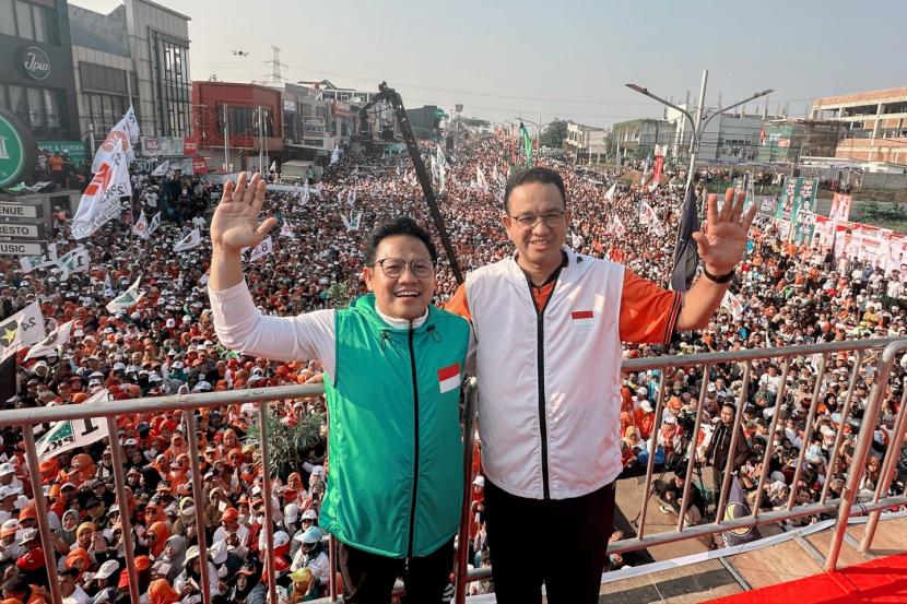 Pasangan Anies Rasyid Baswedan-Abdul Muhaimin Iskandar (Amin). Pengamat sebut pasangan Anies-Muhaimin akan diuntungkan dari konflik PDIP-Jokowi.
