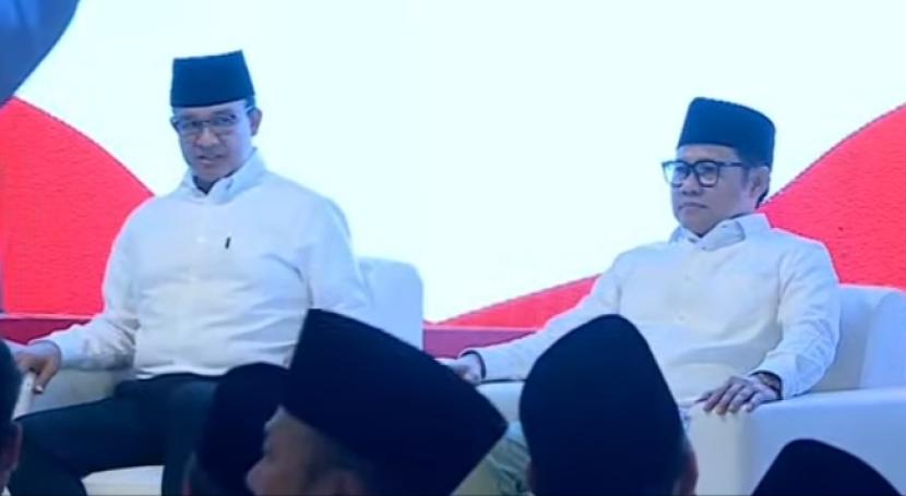 Pasangan Anies Rasyid Baswedan-Abdul Muhaimin Iskandar (Amin) sebagai calon presiden (capres) dan calon wakil presiden (cawapres) 2024 telah tiba di Hotel Majapahit, Kota Surabaya, Jawa Timur, Sabtu (2/9/2023). 
