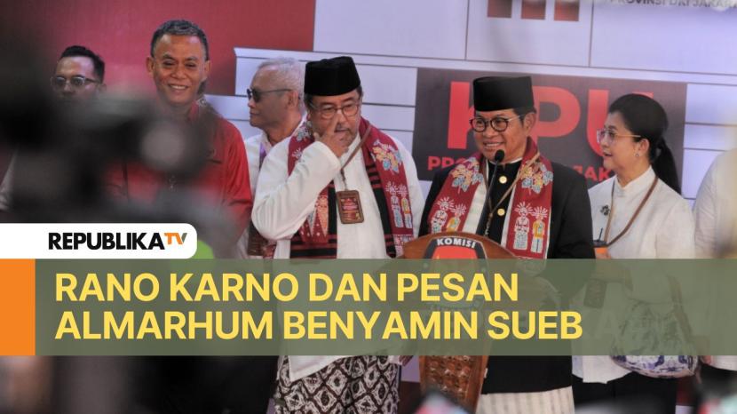 Pasangan bakal calon gubernur dan wakil gubernur DKI Jakarta Pramono Anung (kanan) dan Rano Karno (kedua kanan) menyampaikan keterangan pers usai mendaftarkan diri di kantor KPU DKI Jakarta, Rabu (28/8/2024). Pasangan Pramono-Rano menjadi pendaftar pertama bakal calon gubernur dan wakil gubernur DKI Jakarta sebagai peserta dalam Pilgub DKI Jakarta 2024 dengan dukungan PDI Perjuangan. Seusai pendaftaran, KPU DKI Jakarta akan melakukan verifikasi data dan berkas bakal calon gubernur dan wakil gubernur sebelum ditetapkan sebagai calon gubernur dan wakil gubernur.