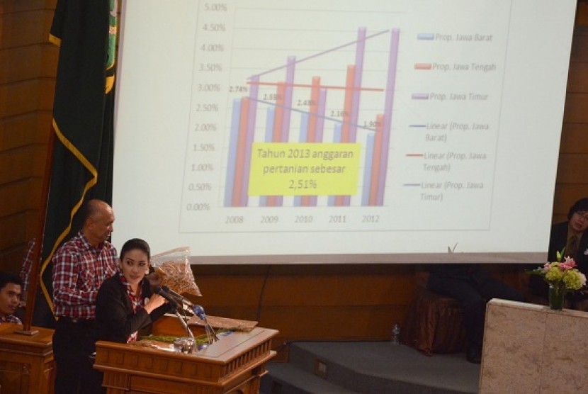 Pasangan cagub dan cawagub Jabar, Rieke Diah Pitaloka dan Teten Masduki menyampaikan Programnya pada acara 'Penyampaian Visi Misi dan Program Pasangan Calon Gubernur dan Wakil Gubernur Jabar Periode 2013-2018' di Ruang Rapat paripurna DPRD Provinsi Jabar, 