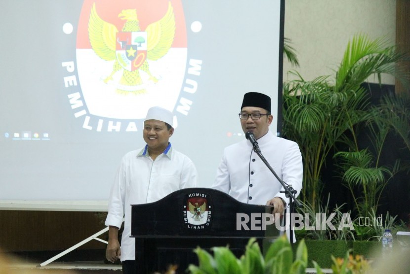 Pasangan calon Gubernur dan Wakil Gubernur Jabar terpilih, Ridwan Kamil dan Uu Ruzhanul Ulum.