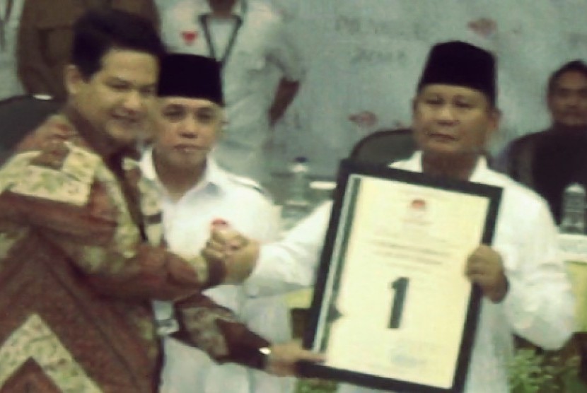 Pasangan calon presiden (capres) dan calon wakil presiden (cawapres) Prabowo Subianto dan Hatta Rajasa telah mengambil nomor urut capres. Prabowo-Hatta mendapatkan nomor urut satu.